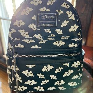 Loungefly Disney Black and White Mickey Bat Backpack with wallet !
